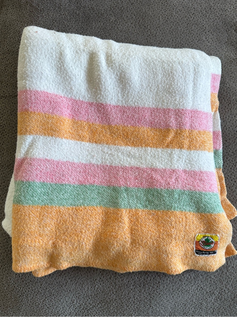 Vintage Plessis Woollen Mills Pastel Striped Blanket